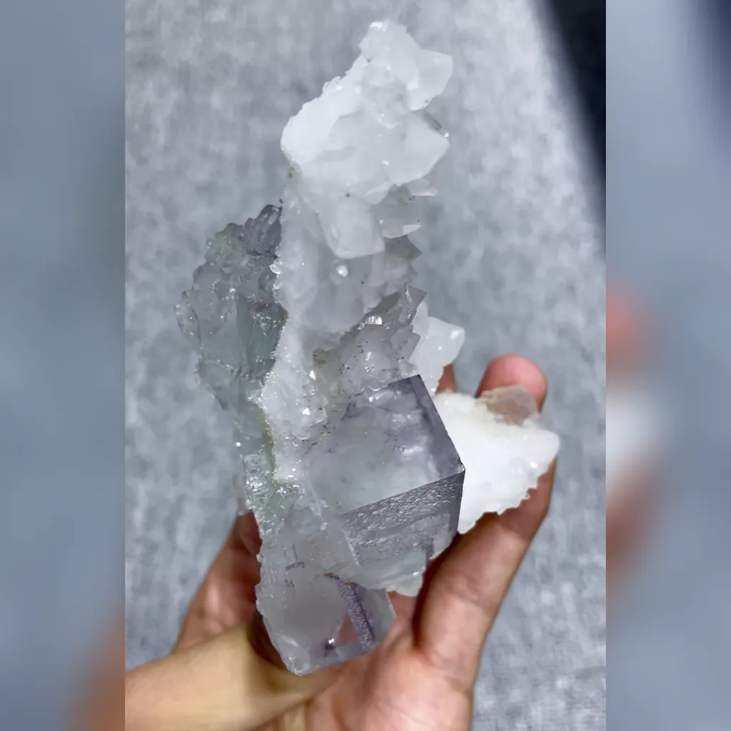 Natural Purple Phantom Fluorite and Quartz comes from Zhejiang,China 80*60*110MM - image 3