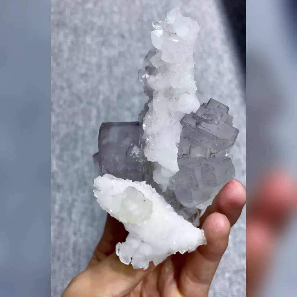 Natural Purple Phantom Fluorite and Quartz comes from Zhejiang,China 80*60*110MM - image 2