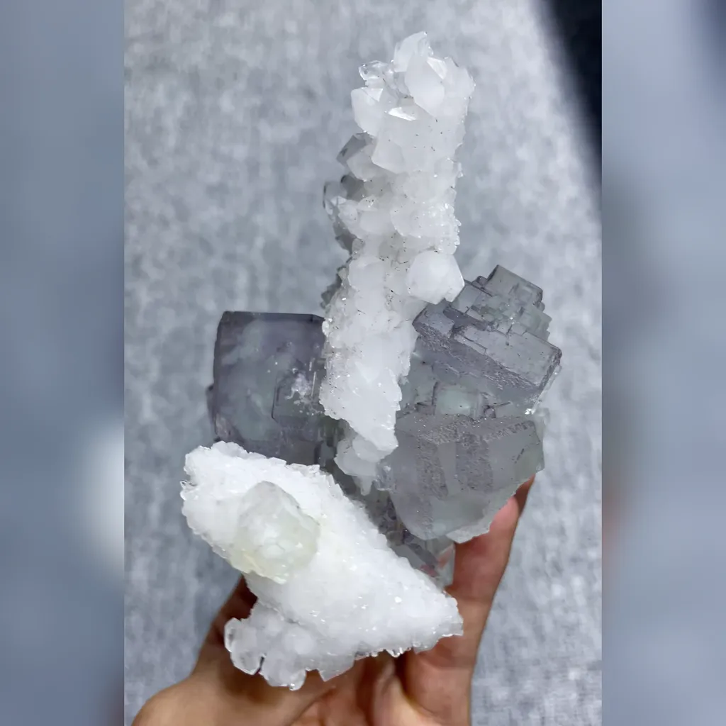 Natural Purple Phantom Fluorite and Quartz comes from Zhejiang,China 80*60*110MM image