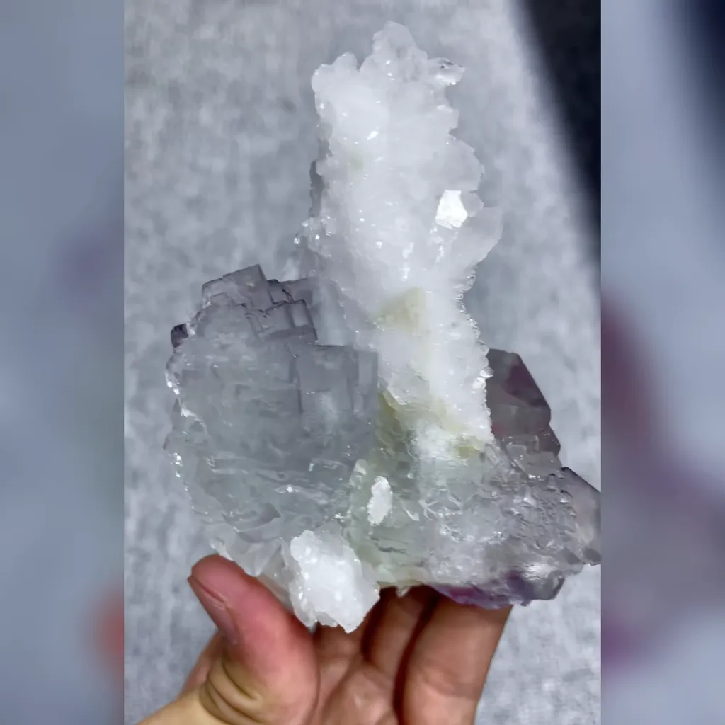 Natural Purple Phantom Fluorite and Quartz comes from Zhejiang,China 80*60*110MM - image 4