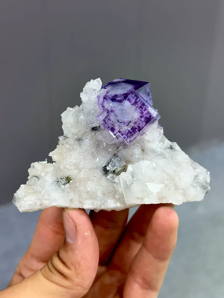 Natural Purple Phantom Fluorite and Quartz comes from Zhejiang,China 80*65*25MM image