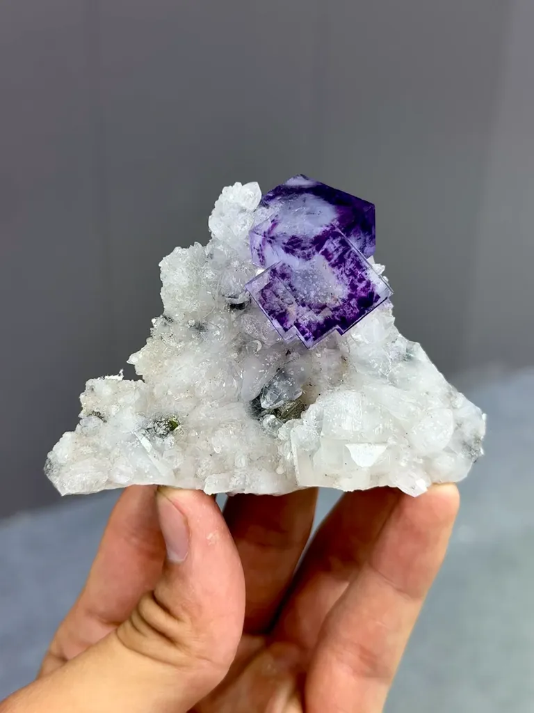 Natural Purple Phantom Fluorite and Quartz comes from Zhejiang,China 80*65*25MM - image 2