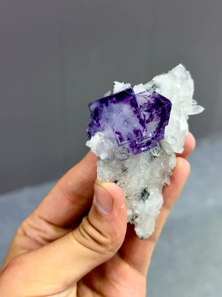 Natural Purple Phantom Fluorite and Quartz comes from Zhejiang,China 80*65*25MM - image 4