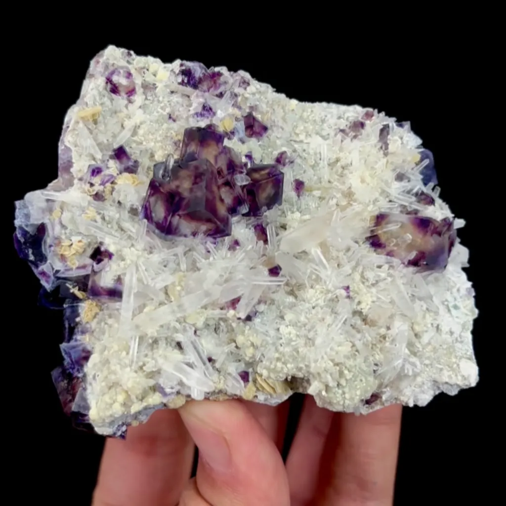 Natural Purple Phantom Fluorite and Quartz, Mineral Specimen: Inner Mongolia,China (90*75*30MM) image