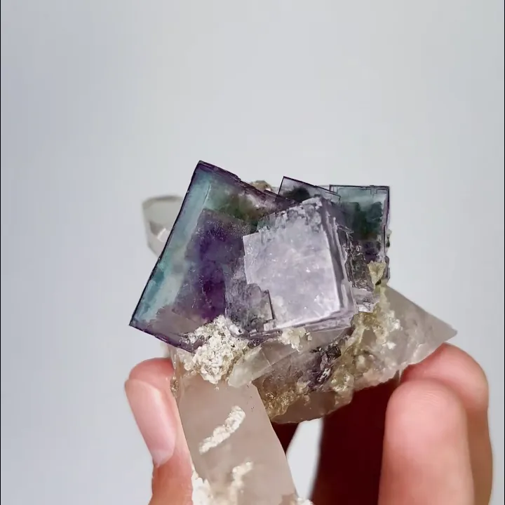 Natural Purple Phantom Fluorite and Quartz, Mineral Specimen: Yaogangxian,Hunan (55*60*45MM) - image 3
