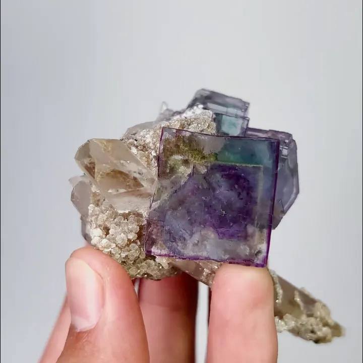 Natural Purple Phantom Fluorite and Quartz, Mineral Specimen: Yaogangxian,Hunan (55*60*45MM) - image 4