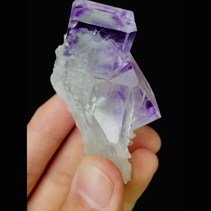 Natural Purple Phantom Fluorite and Quartz, Mineral Specimen: Zhejiang,China (35*70*35MM) - image 4