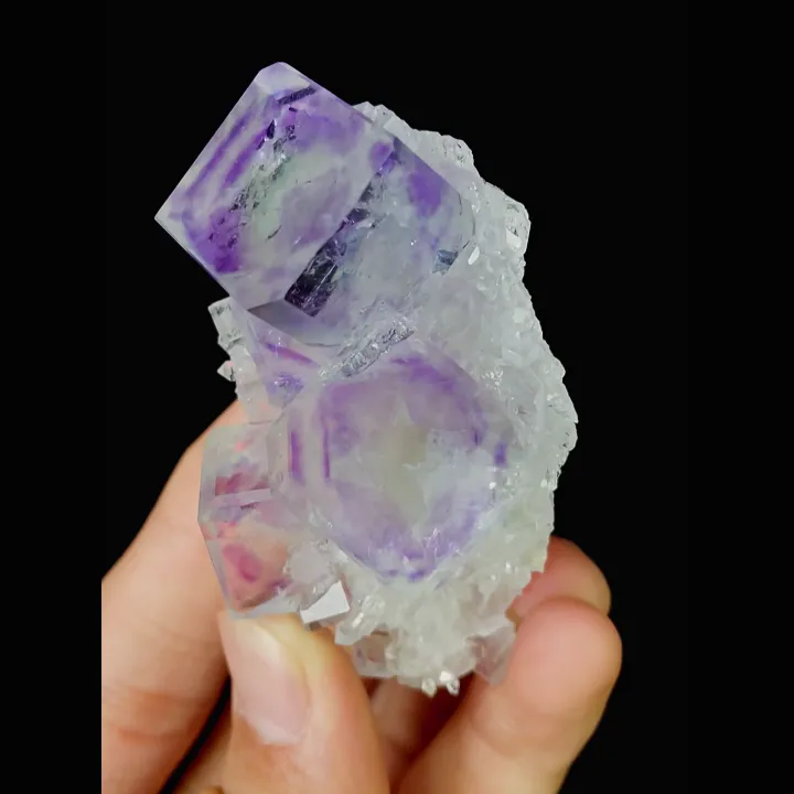 Natural Purple Phantom Fluorite and Quartz, Mineral Specimen: Zhejiang,China (35*70*35MM) - image 3