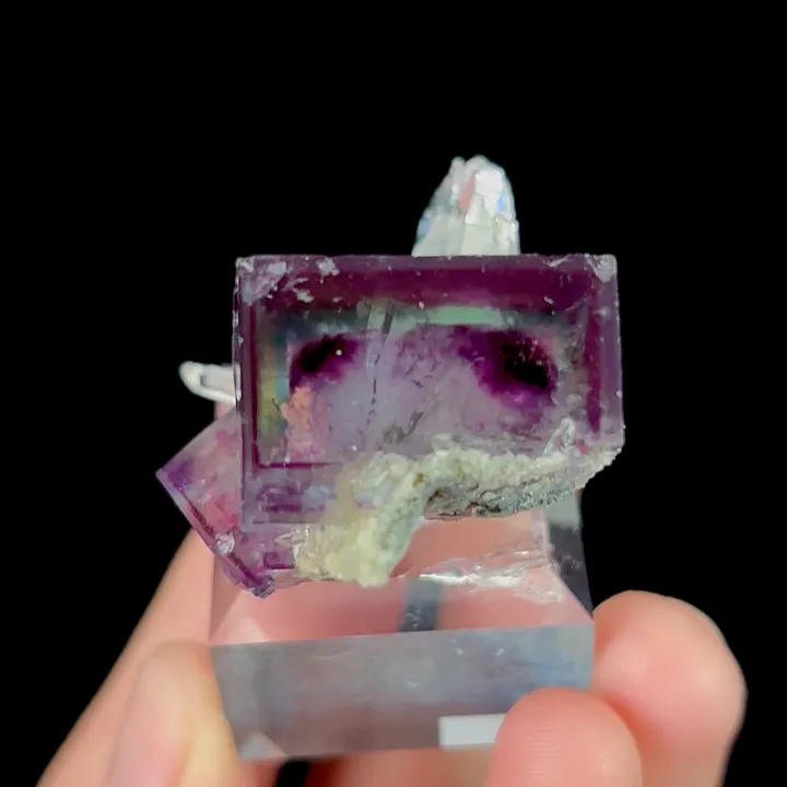 Natural Purple Phantom Fluorite and Quartz, Mineral Specimen:Yaogangxian,Hunan (30*30*20MM) - image 4