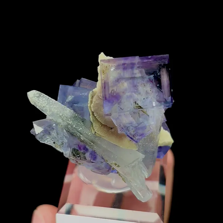 Natural Purple Phantom Fluorite and Quartz, Mineral Specimen:Yaogangxian,Hunan (35*30*35MM) - image 5