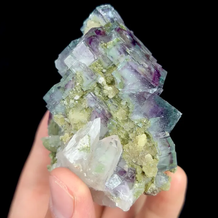 Natural Purple Phantom Fluorite and Quartz, Mineral Specimen:Yaogangxian,Hunan (45*65*35MM) image