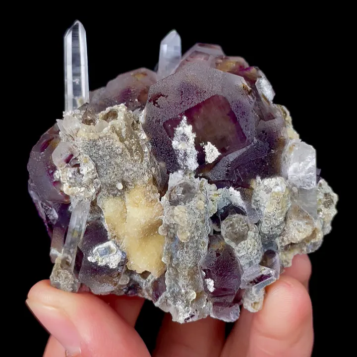 Natural Purple Phantom Fluorite and Quartz, Mineral Specimen:Yaogangxian,Hunan (60*60*35MM) image