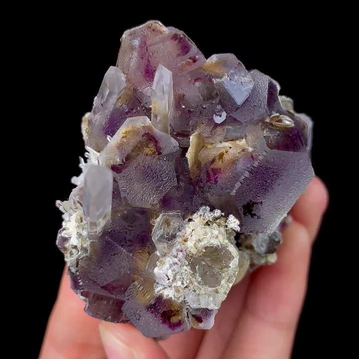 Natural Purple Phantom Fluorite and Quartz, Mineral Specimen:Yaogangxian,Hunan (60*60*35MM) - image 2