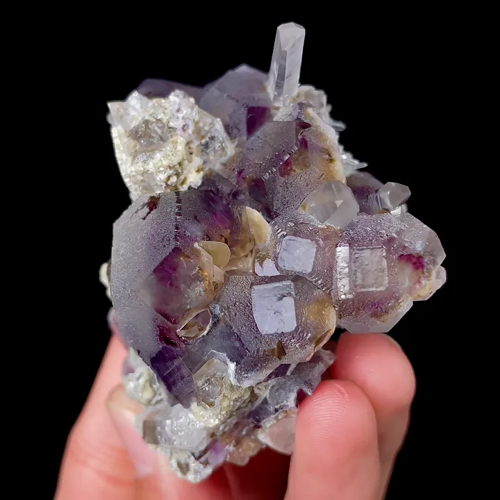 Natural Purple Phantom Fluorite and Quartz, Mineral Specimen:Yaogangxian,Hunan (60*60*35MM) - image 3