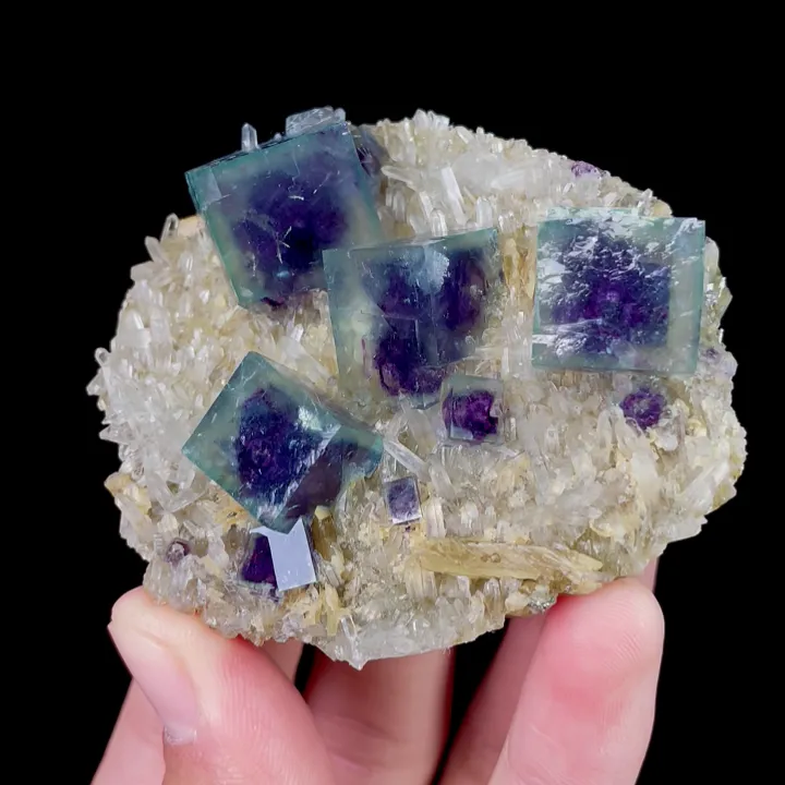 Natural Purple Phantom Fluorite and Quartz, Mineral Specimen:Yaogangxian,Hunan (65*60*25MM) - image 4
