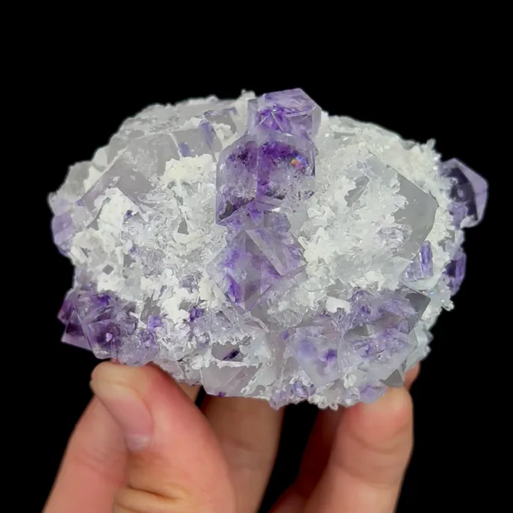 Natural Purple Phantom Fluorite and Quartz, Mineral Specimen:Zhejiang,China (75*55*40MM) image