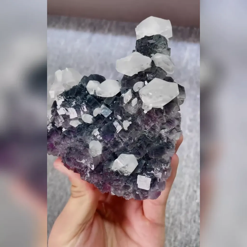 Natural Purple Phantom Fluorite and Quartz Symbiosis comes from Fujian,China 120*120*35MM - image 2