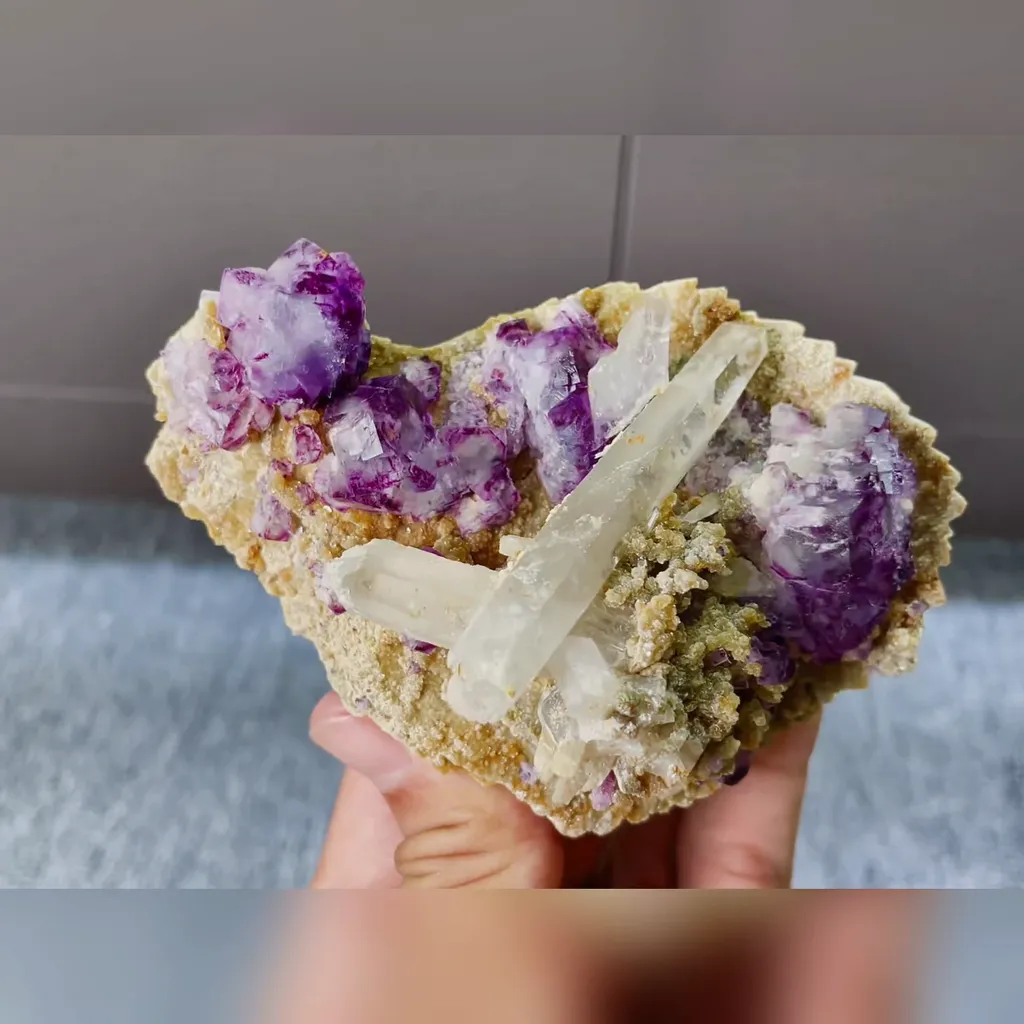 Natural Purple Phantom Fluorite and Quartz Symbiosis comes from Inner Mongolia,China 100*70*45MM - image 3