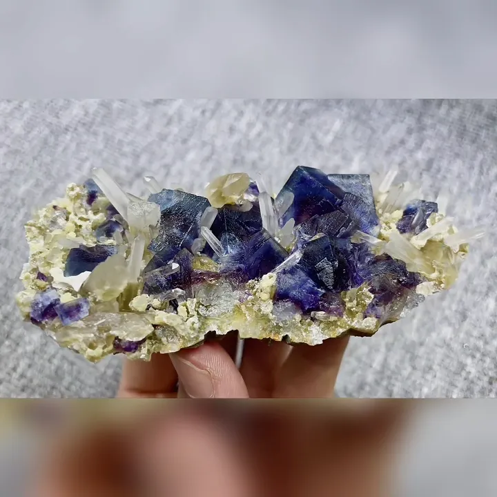 Natural Purple Phantom Fluorite and Quartz Symbiosis comes from Inner Mongolia,China 105*50*25MM image