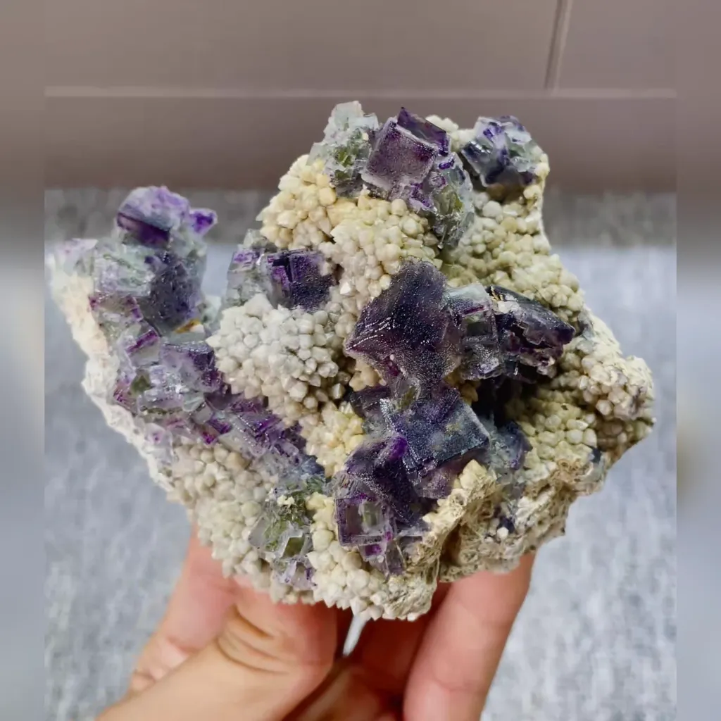 Natural Purple Phantom Fluorite and Quartz Symbiosis comes from Inner Mongolia,China 115*90*50MM image