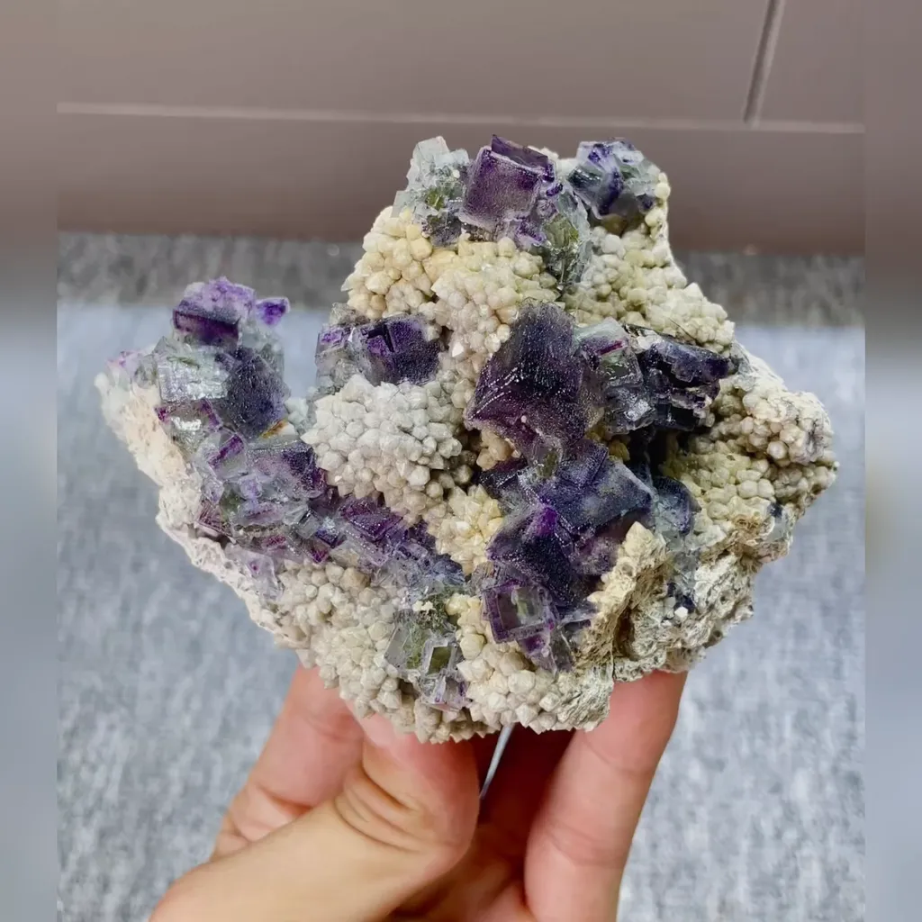 Natural Purple Phantom Fluorite and Quartz Symbiosis comes from Inner Mongolia,China 115*90*50MM - image 3