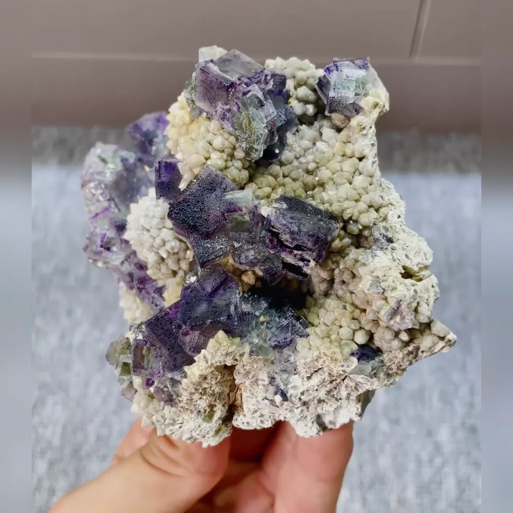 Natural Purple Phantom Fluorite and Quartz Symbiosis comes from Inner Mongolia,China 115*90*50MM - image 2