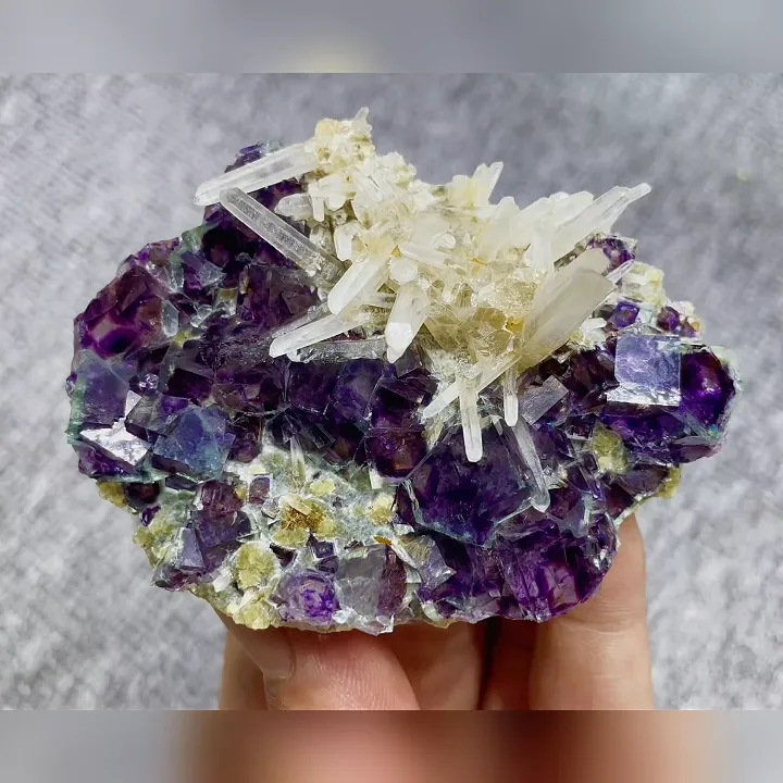 Natural Purple Phantom Fluorite and Quartz Symbiosis comes from Inner Mongolia,China 80*60*30MM image