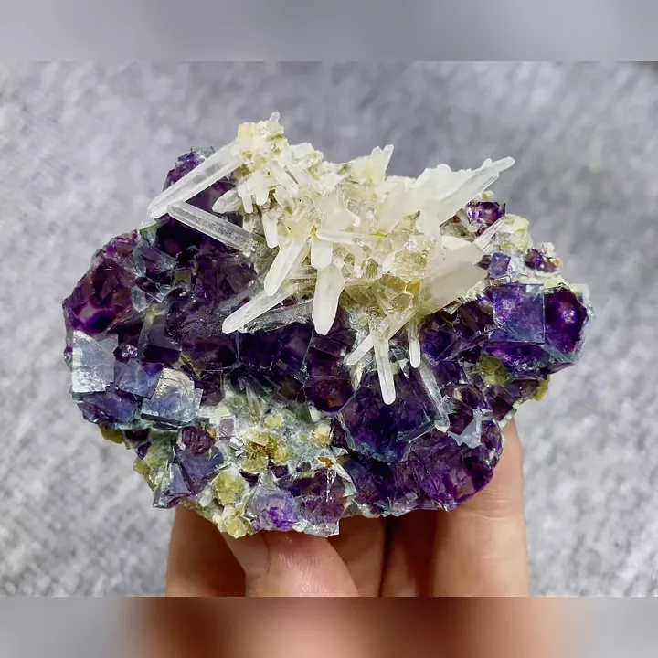 Natural Purple Phantom Fluorite and Quartz Symbiosis comes from Inner Mongolia,China 80*60*30MM - image 3