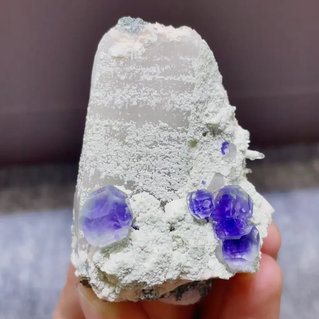 Natural Purple Phantom Fluorite and Quartz Symbiosis comes from Shizhuyuan,Chenzhou 40*30*60MM image