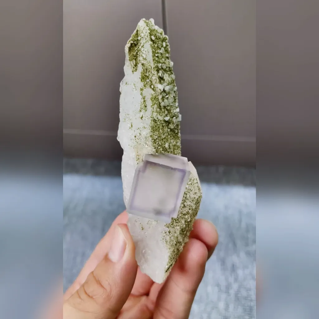 Natural Purple Phantom Fluorite and Quartz Symbiosis comes from Yaogangxian,Hunan 35*35*110MM - image 6