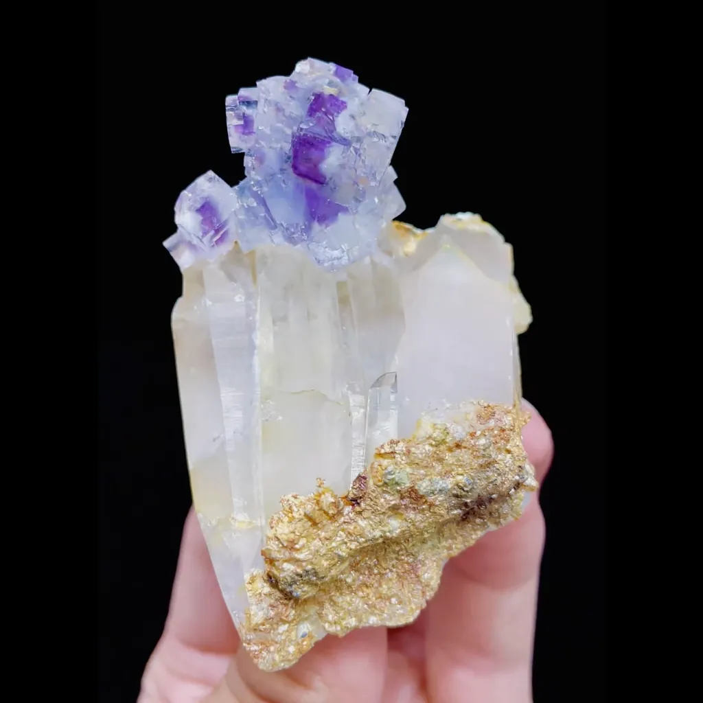 Natural Purple Phantom Fluorite and Quartz Symbiosis comes from Yaogangxian,Hunan 50*65*45MM image