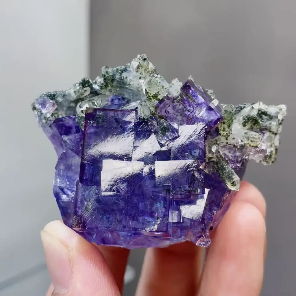 Natural Purple Phantom Fluorite and Quartz Symbiosis comes from Yaogangxian,Hunan 60*35*30MM image