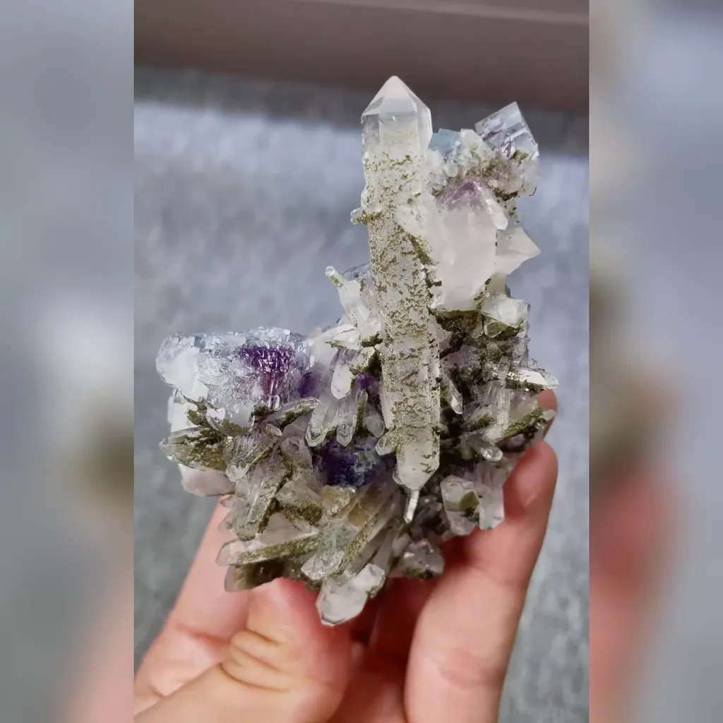Natural Purple Phantom Fluorite and Quartz Symbiosis comes from Yaogangxian,Hunan 60*80*25MM - image 3