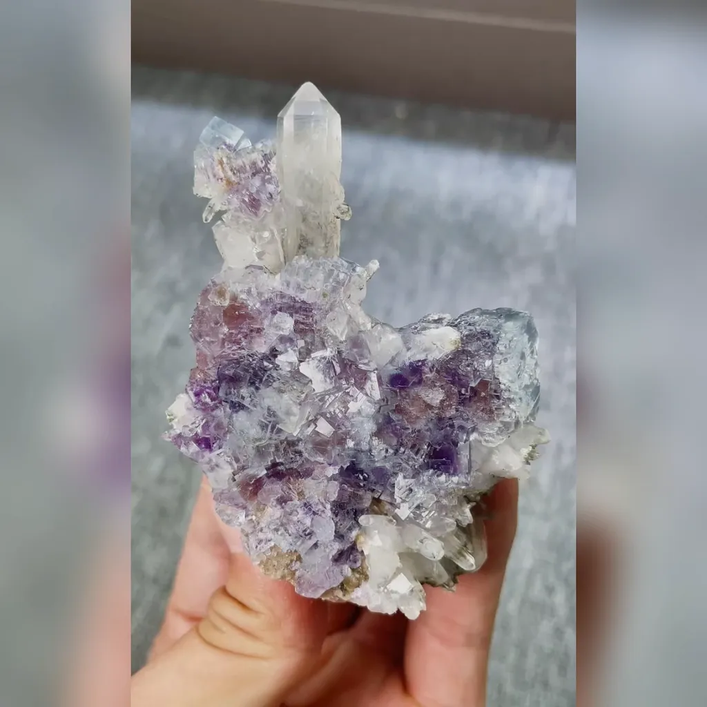 Natural Purple Phantom Fluorite and Quartz Symbiosis comes from Yaogangxian,Hunan 60*80*25MM image
