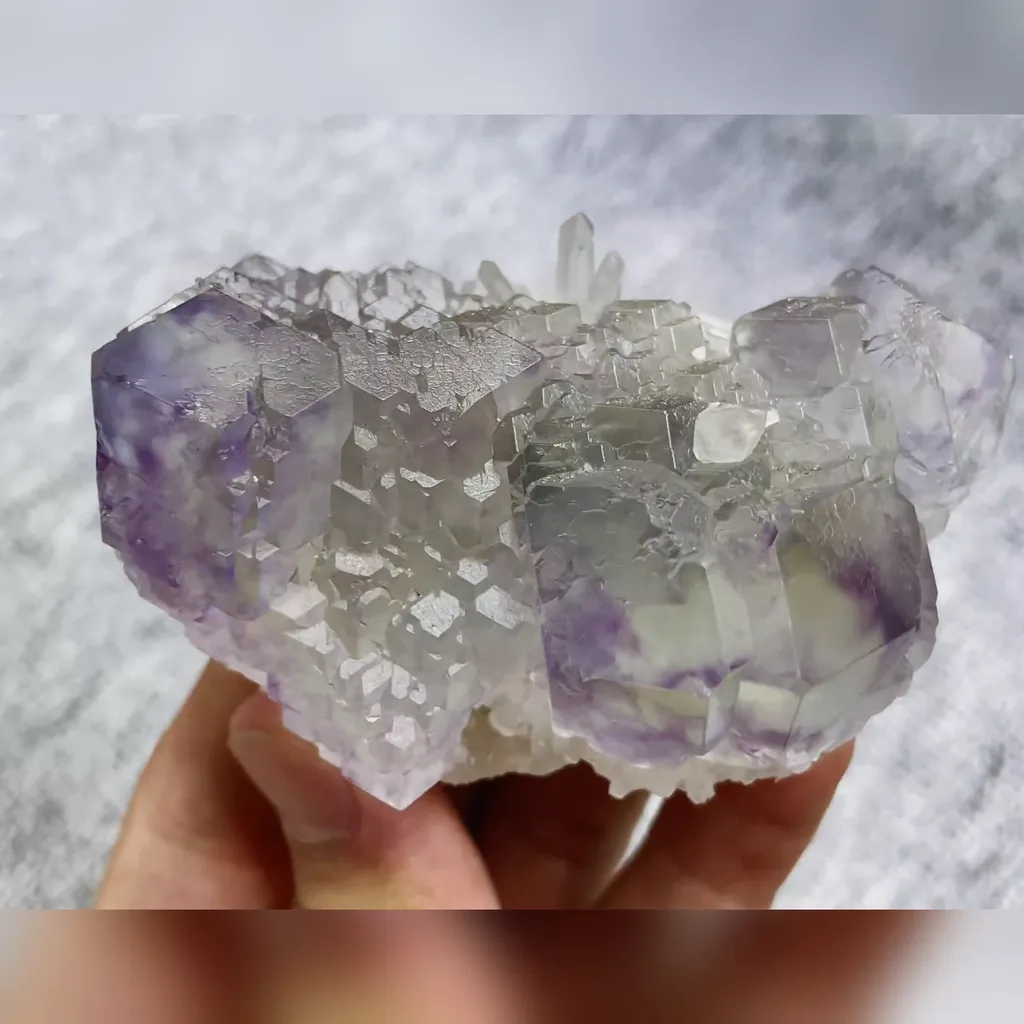 Natural Purple Phantom Fluorite and Quartz Symbiosis comes from Yaogangxian,Hunan 80*50*35MM - image 4