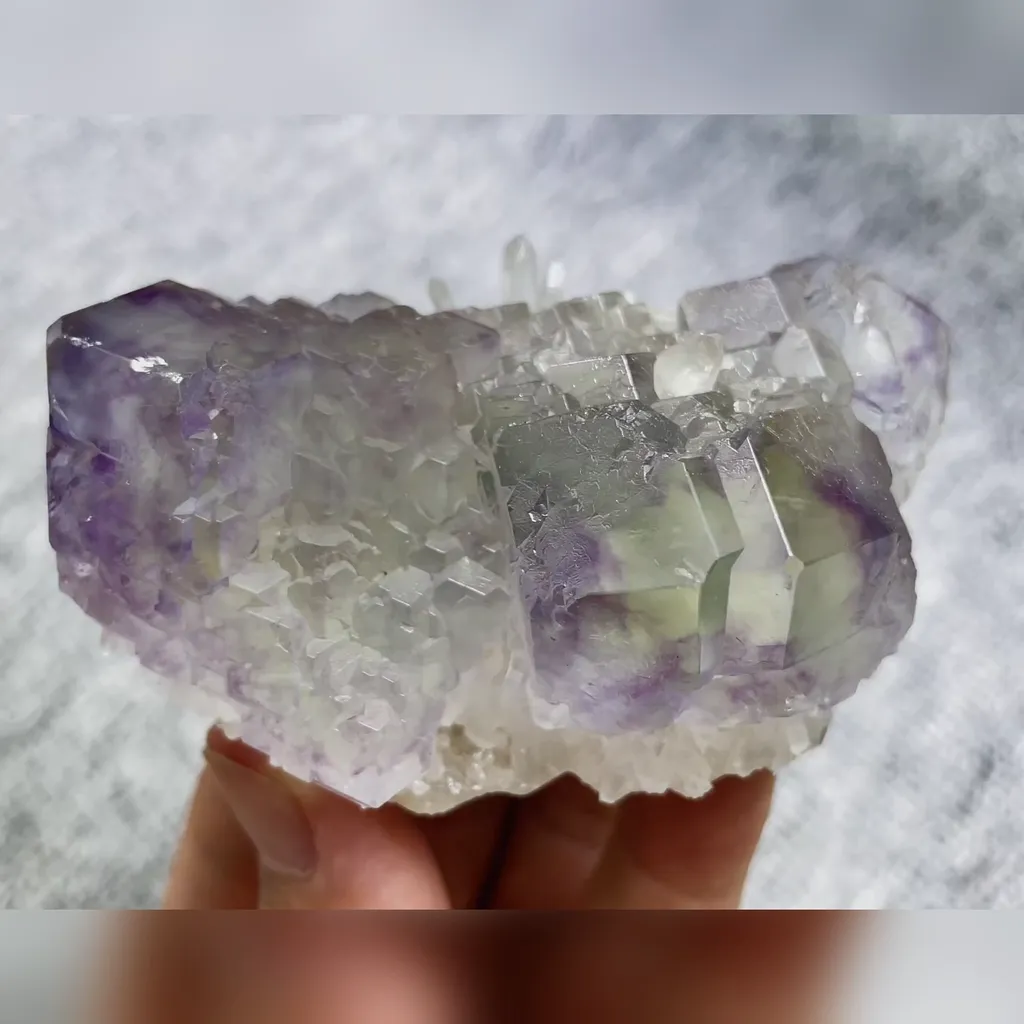 Natural Purple Phantom Fluorite and Quartz Symbiosis comes from Yaogangxian,Hunan 80*50*35MM image