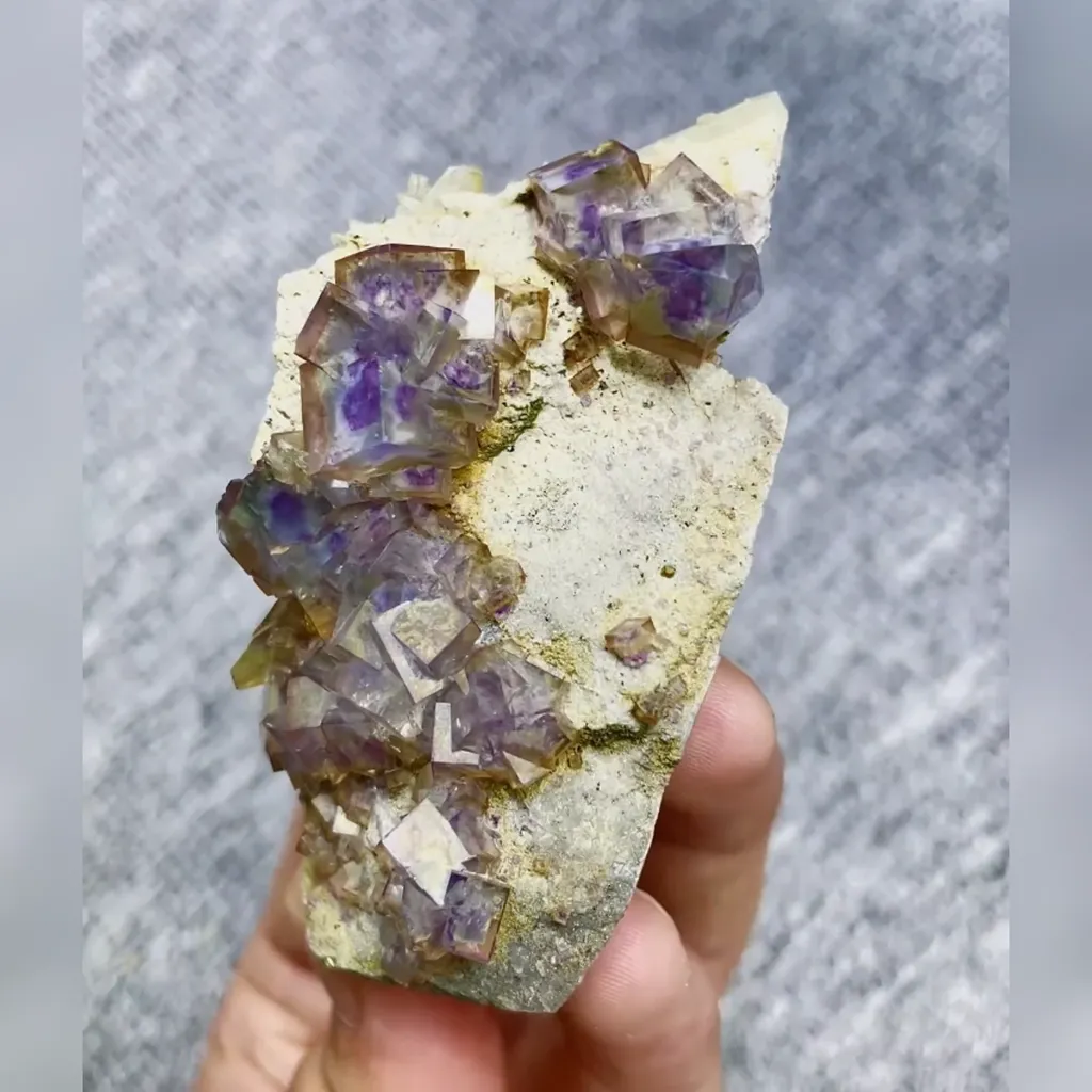 Natural Purple Phantom Fluorite and Quartz Symbiosis comes from Yaogangxian,Hunan 85*40*35MM image