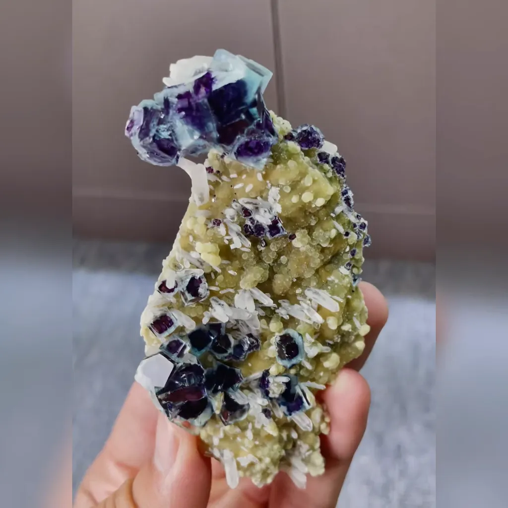 Natural Purple Phantom Fluorite and Quartz Symbiosis comes from Yindu,Inner Mongolia 50*95*10MM - image 3