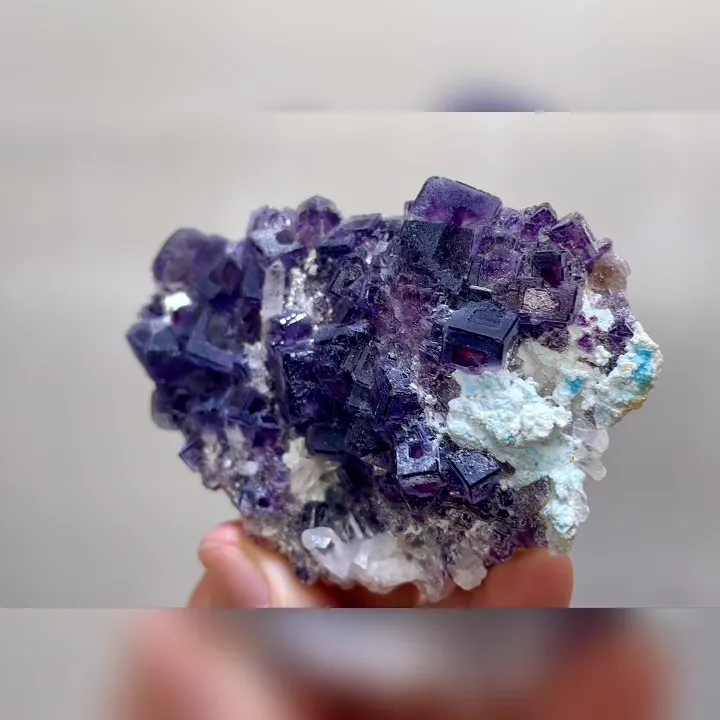 Natural Purple Phantom Fluorite and Quartz Symbiosis comes from Yindu,Inner Mongolia 90*55*25MM image