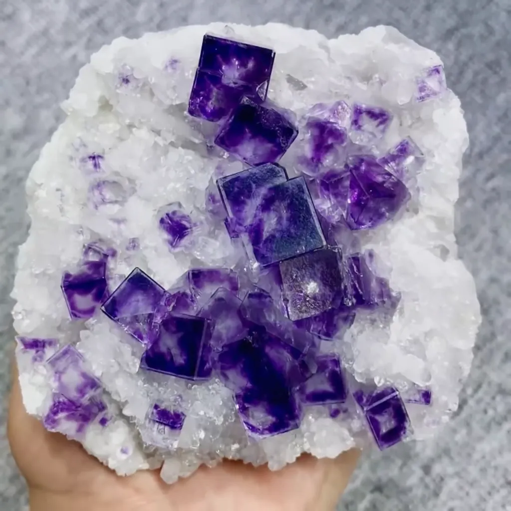 Natural Purple Phantom Fluorite and Quartz Symbiosis comes from Zhejiang,China 105*100*50MM - image 3