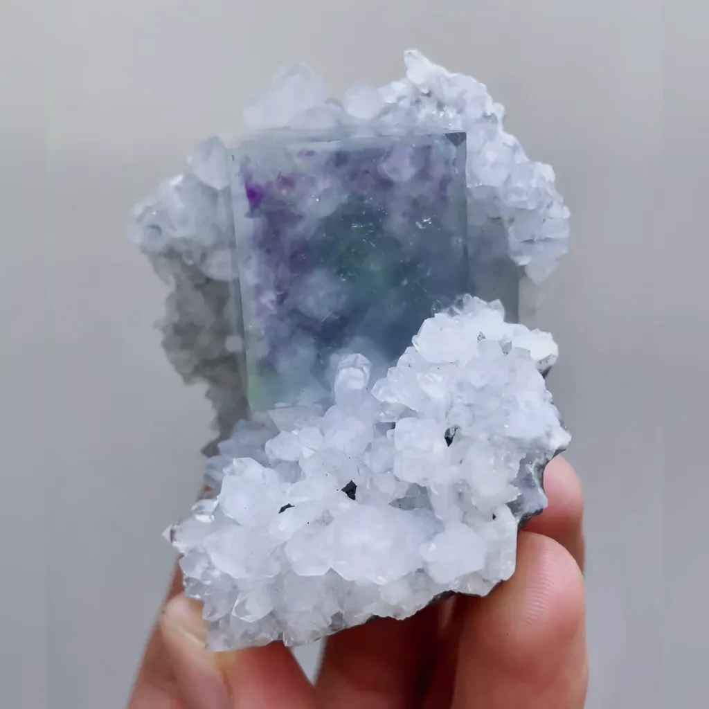 Natural Purple Phantom Fluorite and Quartz Symbiosis comes from Zhejiang,China 50*60*40MM - image 4