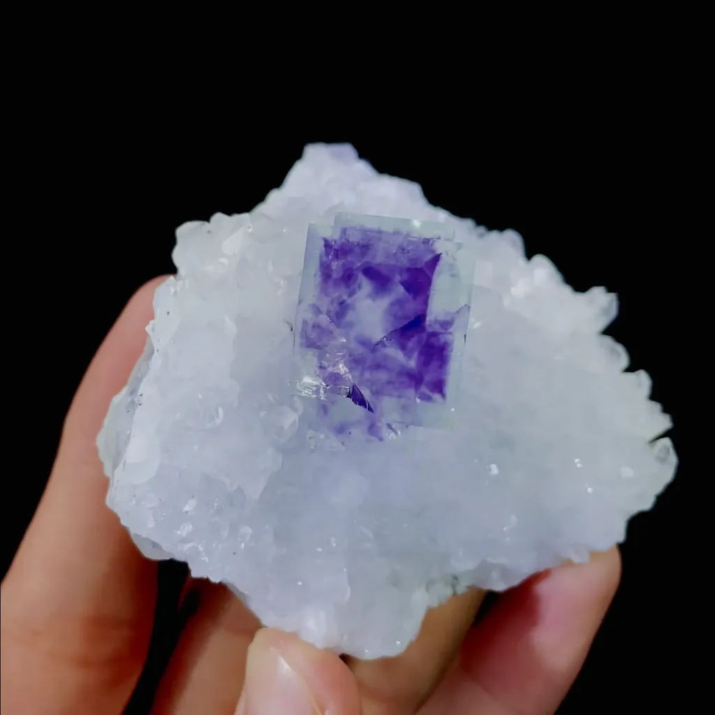 Natural Purple Phantom Fluorite and Quartz Symbiosis comes from Zhejiang,China 80*65*60MM image