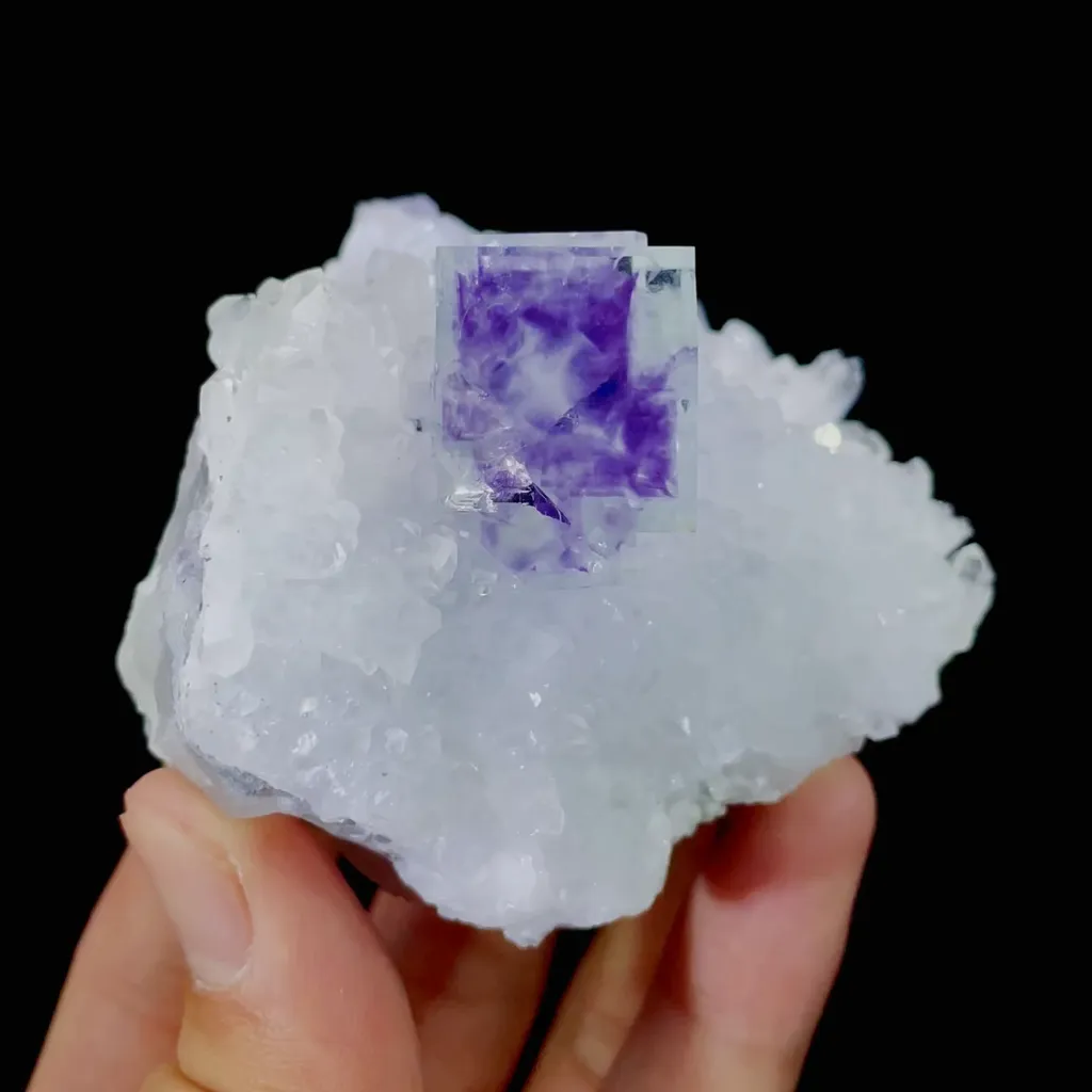 Natural Purple Phantom Fluorite and Quartz Symbiosis comes from Zhejiang,China 80*65*60MM - image 2