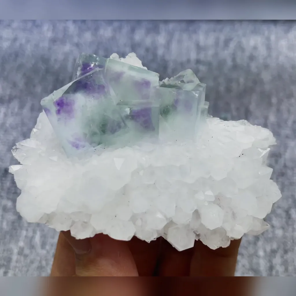 Natural Purple Phantom Fluorite and Quartz Symbiosis comes from Zhejiang,China 90*65*35MM image