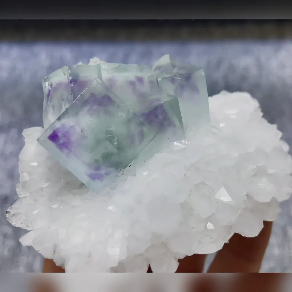 Natural Purple Phantom Fluorite and Quartz Symbiosis comes from Zhejiang,China 90*65*35MM - image 4