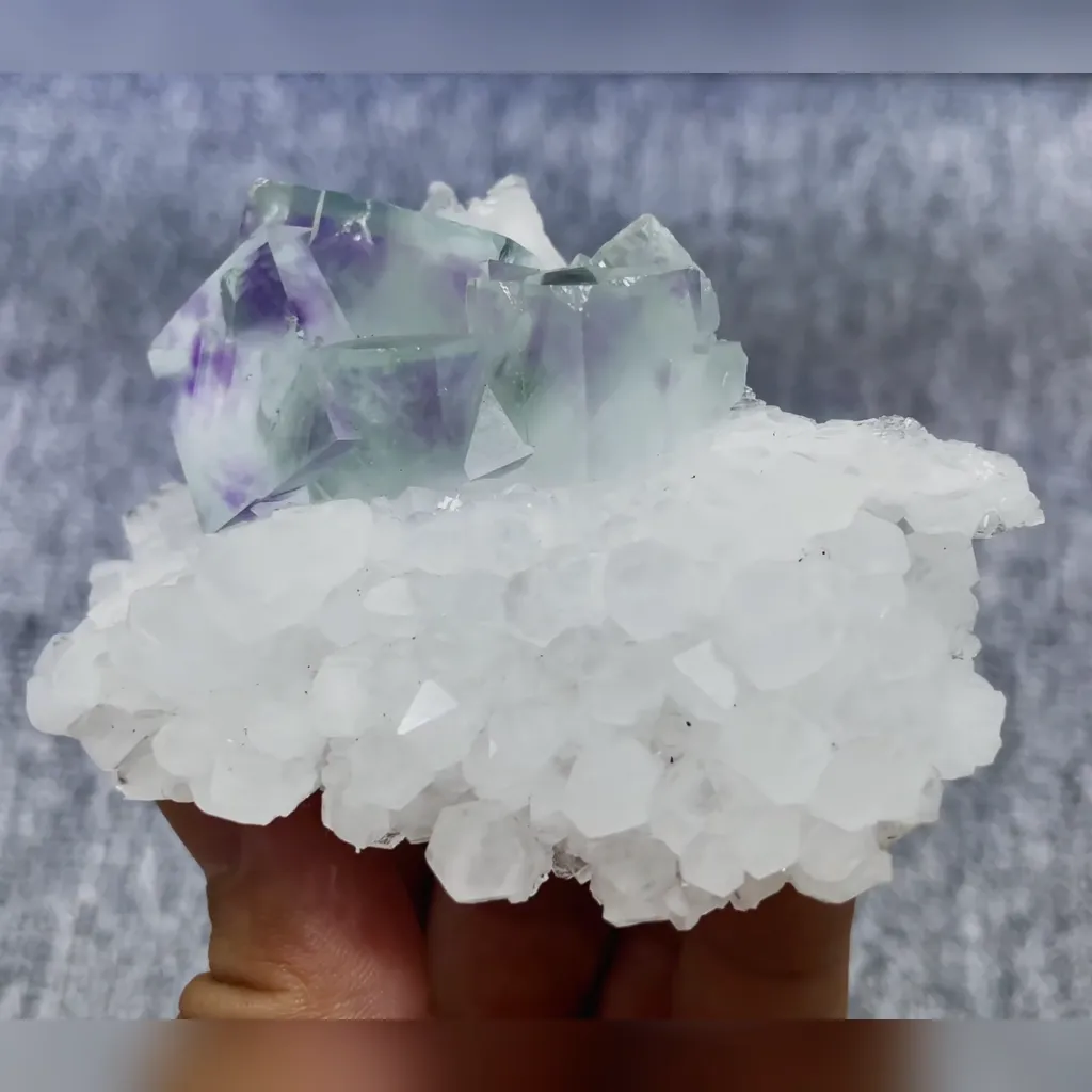 Natural Purple Phantom Fluorite and Quartz Symbiosis comes from Zhejiang,China 90*65*35MM - image 2