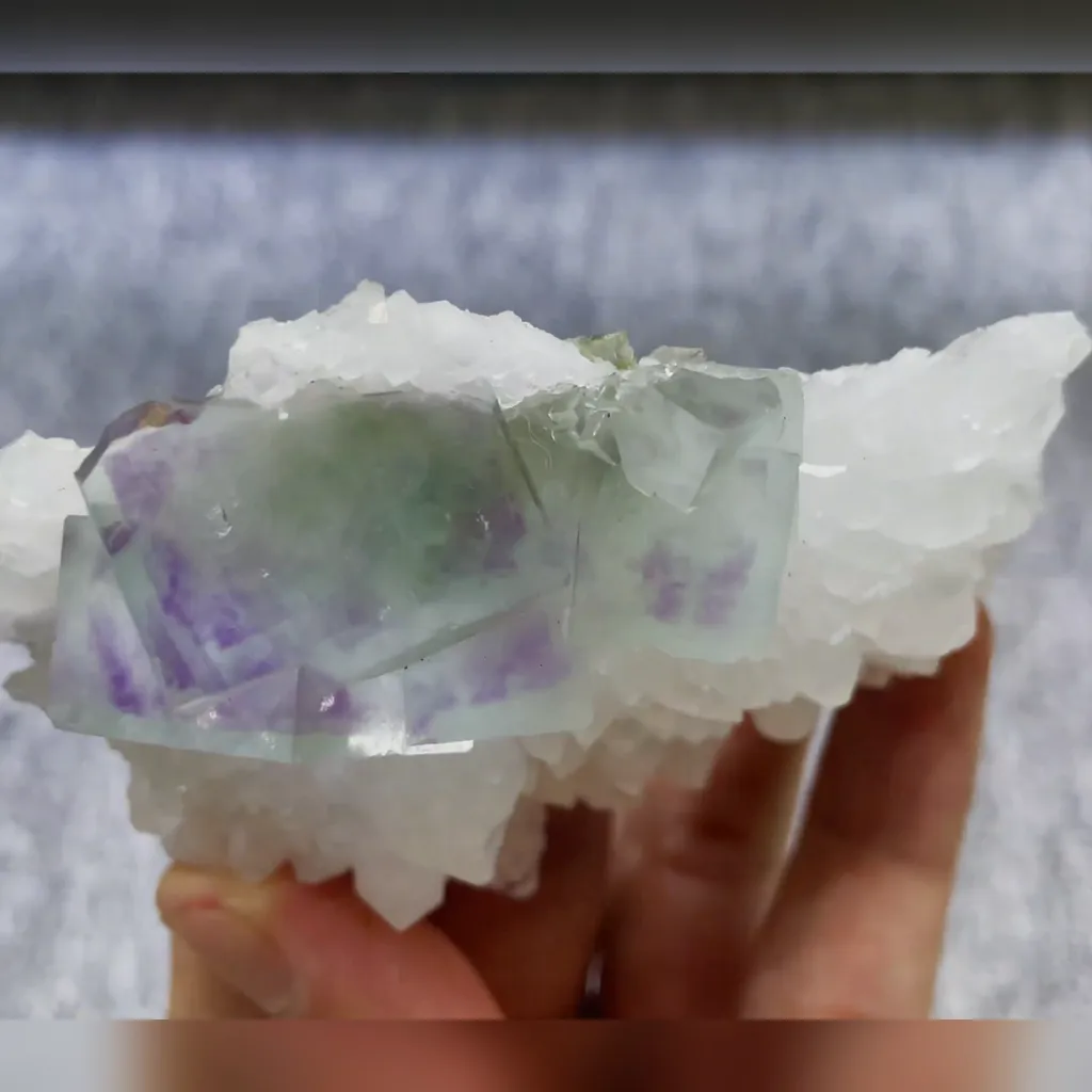Natural Purple Phantom Fluorite and Quartz Symbiosis comes from Zhejiang,China 90*65*35MM - image 3