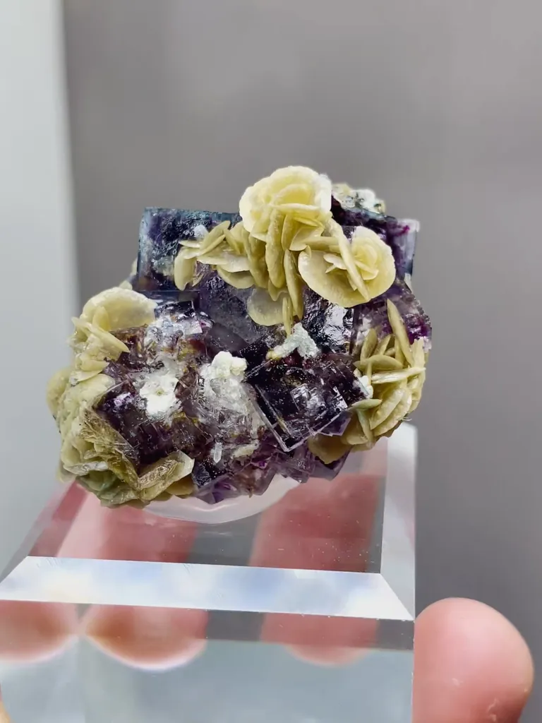 Natural Purple Phantom Fluorite and Siderite coexist comes from Yindu，Inner Mongolia 35*30*25MM - image 2