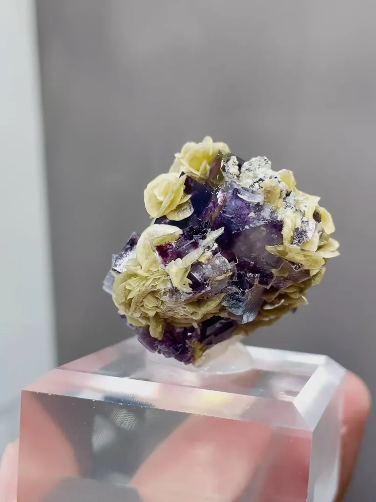 Natural Purple Phantom Fluorite and Siderite coexist comes from Yindu，Inner Mongolia 35*30*25MM - image 4