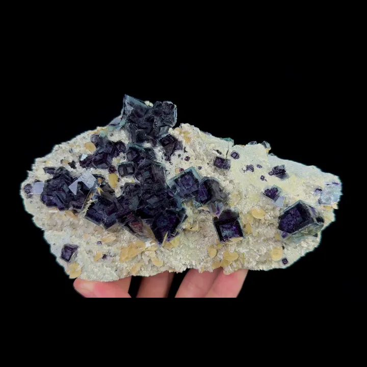 Natural Purple Phantom Fluorite and Siderite, Mineral Specimen: Inner Mongolia,China (160*100*50MM) image